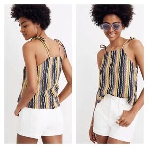 Madewell Texture & Thread Tie Shoulder Tank Top in Rainbow Crochet S